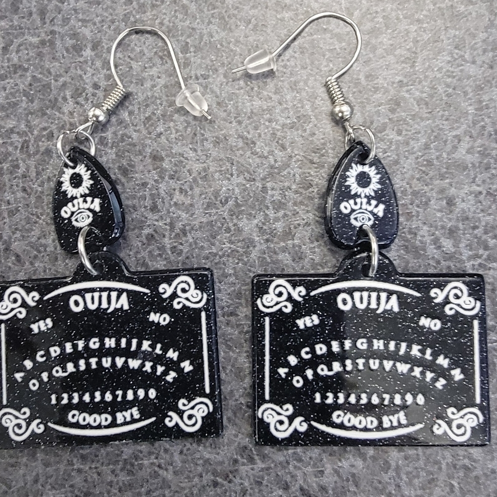 Black and White Ouija Board Earrings